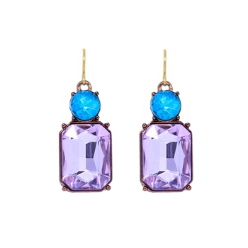 Lilac Gem with Crystal Earrings