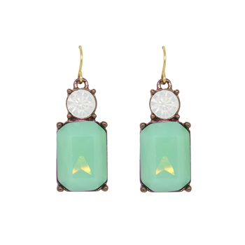 Mint Gem with Crystal Earrings