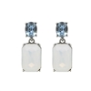 Ice White Gem with Blue Crystal Earrings