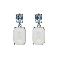 Ice White Gem with Blue Crystal Earrings