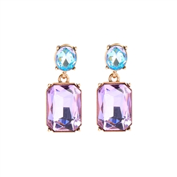 Lilac and Aqua Gem with Crystal Earrings