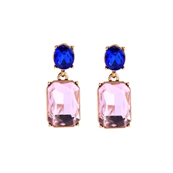 Soft Pink Gem with Crystal Earrings