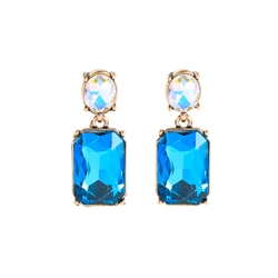 Turquoise  Gem with Crystal Earrings