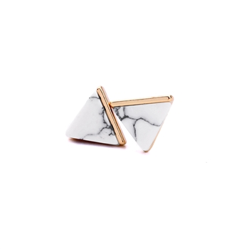 White Marble Effect Pyramid Earrings