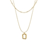 Gold Misshapen Rectangle Drop Necklace