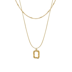 Gold Misshapen Rectangle Drop Necklace