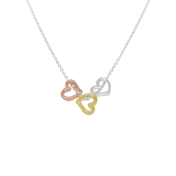 Silver Trio Silhouette Heart Necklace