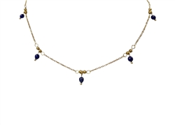Natural Stone and Ball Necklace in Navy