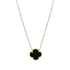 Black Four Leaf Clover Necklace in 18K Gold Plate