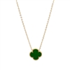 Green Four Leaf Clover Necklace in 18K Gold Plate