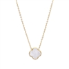 Pearl Four Leaf Clover Necklace in 18K Gold Plate