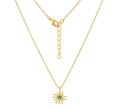 Sunburst Necklace in 18K Gold Plate & Amazonite