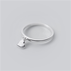 Silver Heart Charm Ring