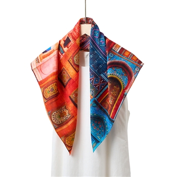 Silk Blend Neck Scarf in Mosaic Multi