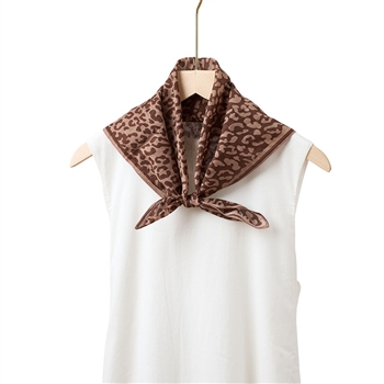 Silk Blend Neck Scarf in Brown Leopard
