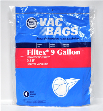 DVC Brand 13.5" 9 Gallon Central Vacuum Bags for Filtex (4-Pack)