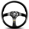 MOMO TUNER STEERING WHEEL: 320mm (BLACK W/ RED STITCHING)