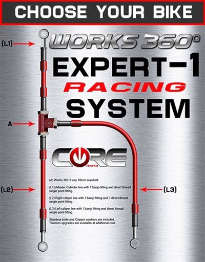 Works 360 Expert-1 front brake line race system (choose bike)