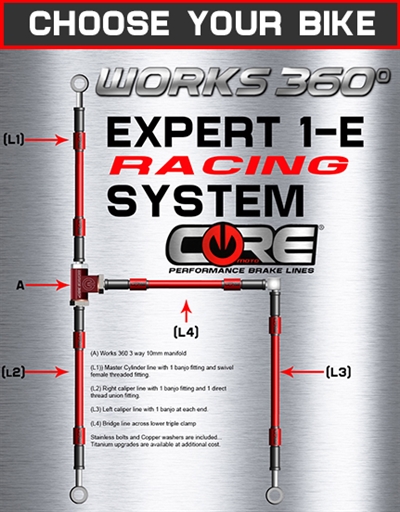 Works 360 Expert-1-E front brake line race system (choose bike)