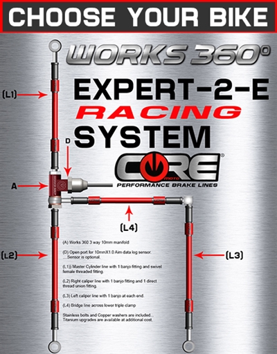 Works 360 Expert-2-E front brake line race system (choose bike)