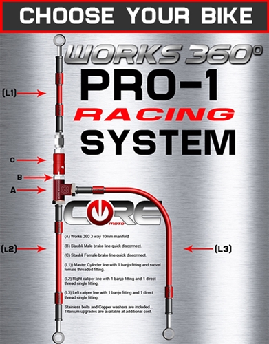 Works 360 Pro-1 front brake line race system (choose bike)