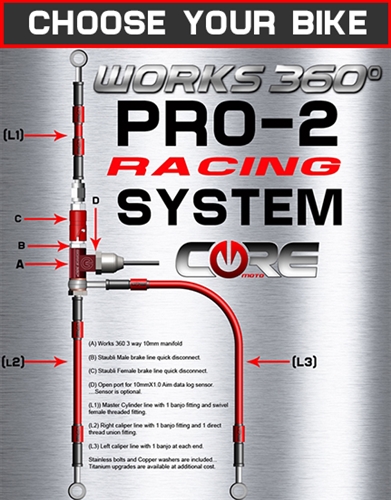 Works 360 Pro-2 front brake line race system (choose bike)