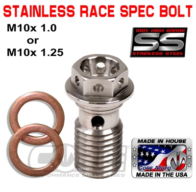 Core Moto USA Stainless Race Spec Pre-Drilled head single length bolt