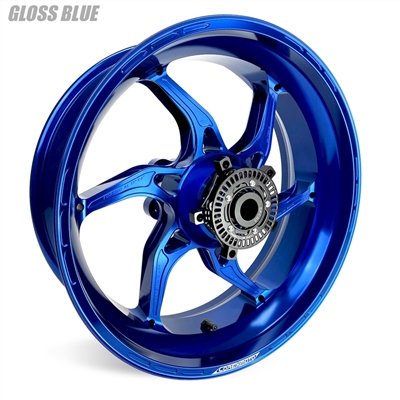 Gloss Blue Apex-6 Forged superbike wheel by Core Moto