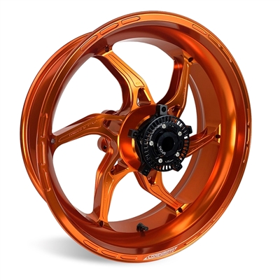 Orange Apex-6 Forged superbike wheel by Core Moto