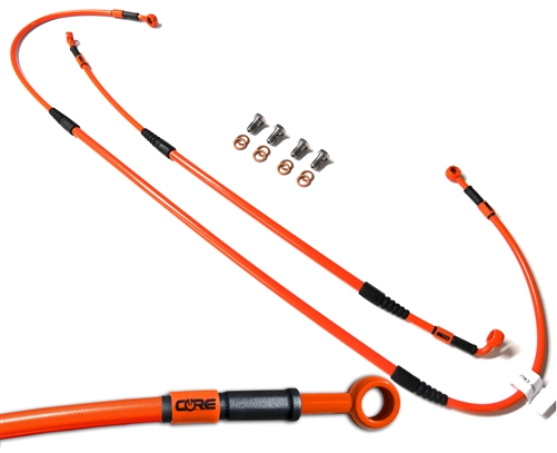 Front and Rear brake line kit KTM 125 SX 150 SX 150 XC 250 SX 250 SX-F 250 XC 250 XC-F 300 XC 350 SX-F 350 XC-F 450 SX-F 450 XC-F 2012-2015 ktm orange (2 Lines)