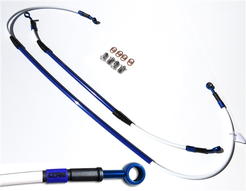 Front and Rear brake line kit SUZUKI DR-Z400SM 2005-2020 SUPERMOTO WHITE AND BLUE (2 Lines)