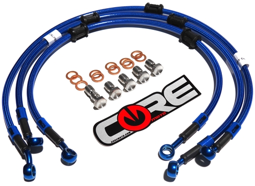 Yamaha YZF R6R 2006-2016 Front and Rear brake line kit Translucent Blue (3 Lines)