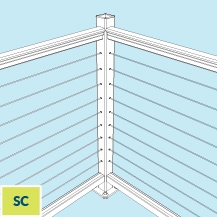 DesignRailÂ® 42" Single Corner Post Kit for Level Railings - Black