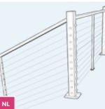 DesignRailÂ® 36"Newel Termination Modern Post Kit Left for Level Railings - Black