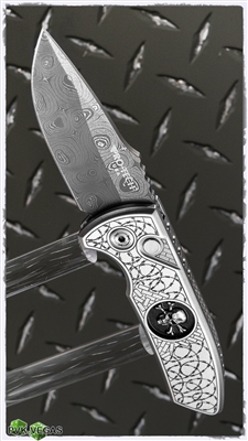 Protech SBR Ultimate Custom Shaw Skull Engraved Steel W/Damascus Blade