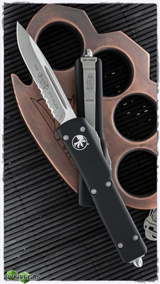 Microtech UTX-70 S/E 148-5 Satin Partial Serrated Blade Black Handle