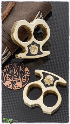 BURN Knives 2 Finger Monster Knuckles Brass 3/4" Carbon Fiber Inlay Burn Skull Logo