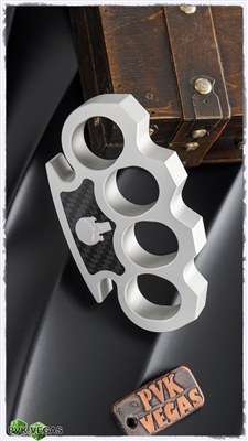 BURN Custom 4 Finger Knuckles Aluminum 3/4" Carbon Fiber Inlay Punisher Skull