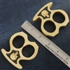 BURN Knives Two Finger Knuckles Brass 1/2" Carbon Fiber Inlay Punisher Skull