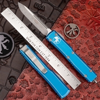 Microtech Ultratech S/E 121-10DBL Apocalyptic Blade Distressed Blue Handle