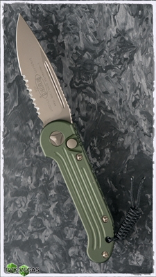 Microtech LUDT Auto 135-14DOD ELMAX OD GREEN Handle Bronzed Serrated Blade & Hardware