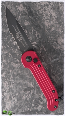 Microtech LUDT 135-2RD Black Serrated Blade Red Handle