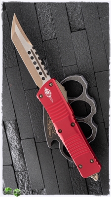 Microtech Combat Troodon 219-13RD Hellhound Signature Series Bronzed Blade & Hardware Red Handle