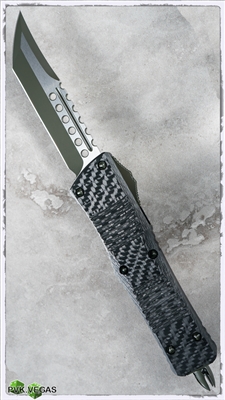 LTD Microtech Combat Troodon Hell Hound CF Top Green Blade & Hardware SN003