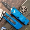 Microtech Mini Troodon 238-1BL Double Edge Black Blade, Blue Handle