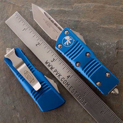 Microtech MINI Troodon T/E 240-10BL Stonewash Blade Blue Handle