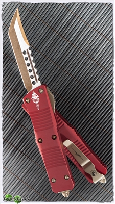 Microtech Troodon Hellhound 619-13RDS Signature Series Bronze Red Handle
