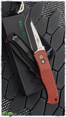 Protech Emerson CQC7 Auto E7T34 Orange Tanto Point Two-Tone Blade Blood Orange Micarta