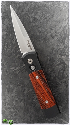 Protech Godson Auto 706-C Black Handle - Cocobolo Inlay - Satin Blade