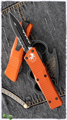 Microtech Combat Troodon D/E 142-2OR Partial Serrated Black Blade Orange Handle